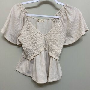 Altar'd State Cream Smocked Blouse